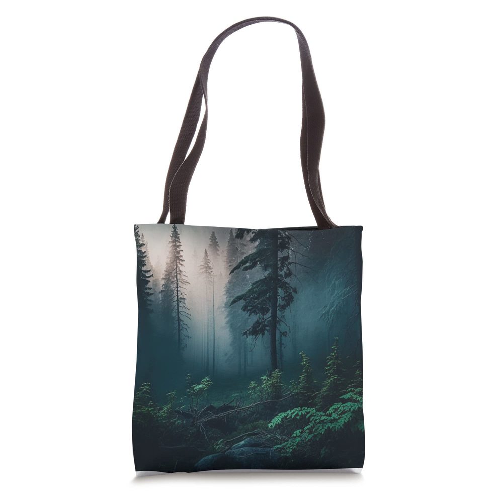 Misty est Mountain Pine Tree Nature Tote Bag :|